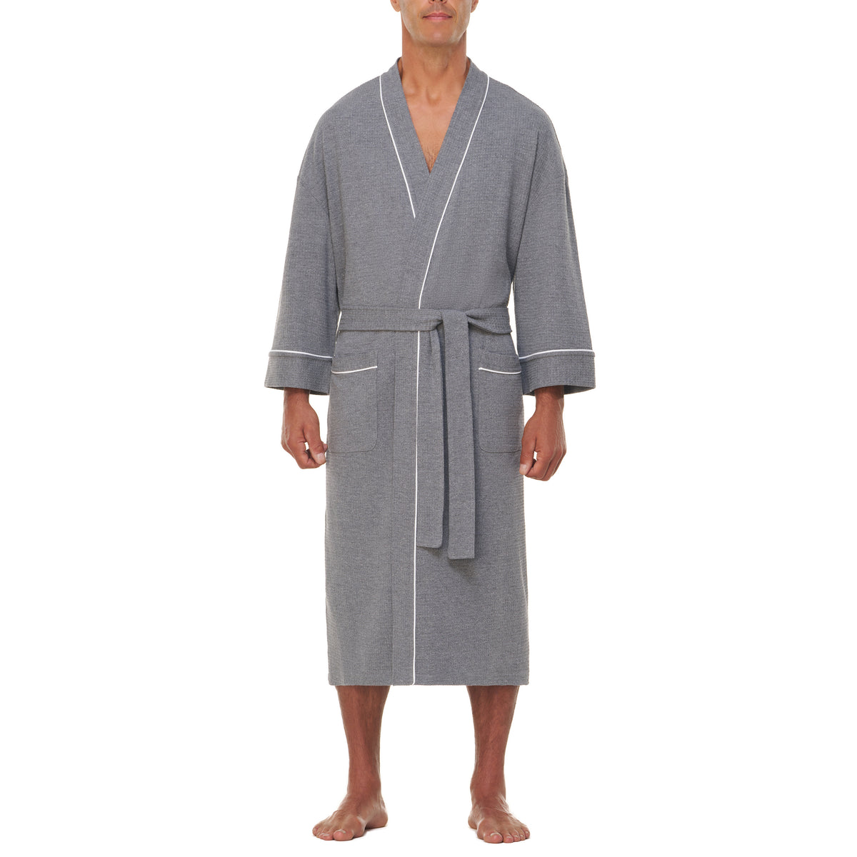Big and Tall Knit Waffle Kimono