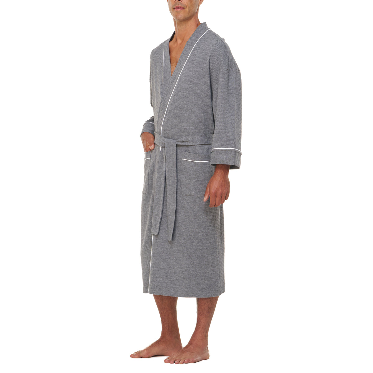 Big and Tall Knit Waffle Kimono