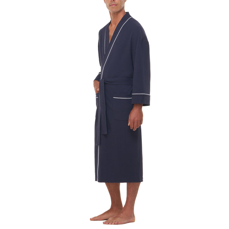 Big and Tall Knit Waffle Kimono