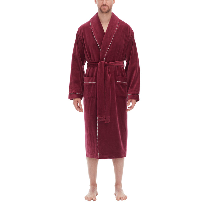 Refinery Velour Shawl Robe With Braid Trim