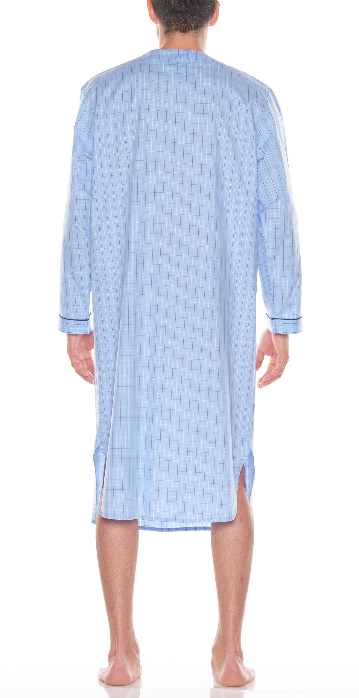 Cotton Nightshirt In Lt Blue Check